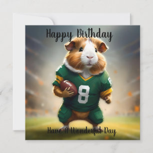 Football Guinea Pig, Flat Birthday Card