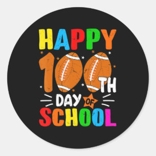 Football Happy 100th Day Of School  Kids Teacher  Classic Round Sticker