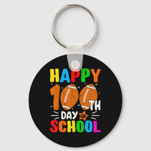 Football Happy 100th Day Of School Kids Teacher Key Ring