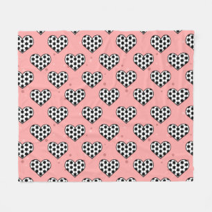 Football Heart Ball Texture - Pink Background Fleece Blanket