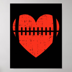 Football Heart Valentines Day Cool Sports Lover  Poster