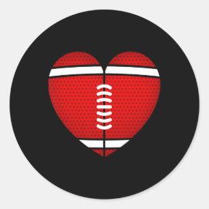 Football Heart Valentine's Day For Boys Girls Kids Classic Round Sticker