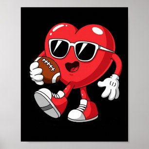 Football Hearts Valentines Day Boys Men Kids Toddl Poster