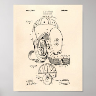Football helmet 1927 Patent Art - Old Peper Poster