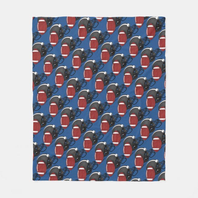 Football Helmet and Ball Fleece Blanket (Front)