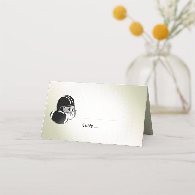 Football Helmet and Ball / Sports Design Place Card (Front)