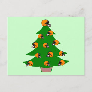 Football Helmet Christmas Tree Holiday Postcard