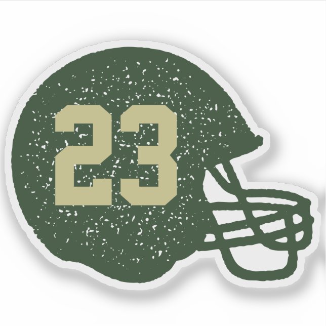 Football helmet custom number green and gold (Front)