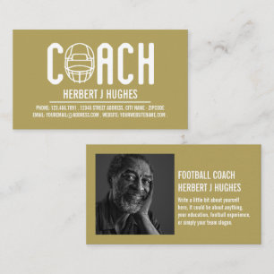 Football Helmet, Footballer, Football Coach Photo Business Card