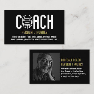 Football Helmet, Footballer, Football Coach Photo Business Card