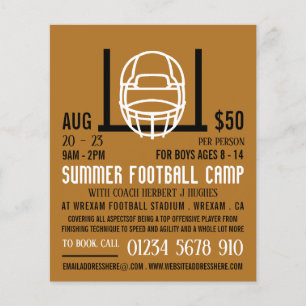 Football Helmet & Goal, Football Camp Advertising Flyer