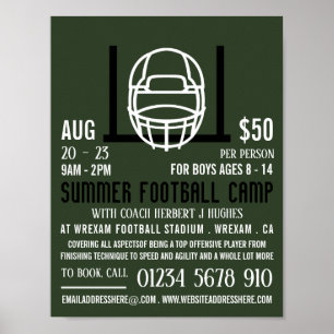 Football Helmet & Goal, Football Camp Advertising Poster