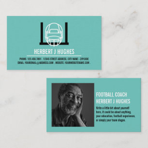 Football Helmet & Goal, Football Coach Photo Business Card
