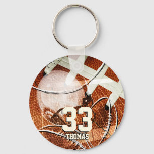 football helmet gridiron his name grungy key ring