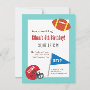 Football Helmet Kids Birthday Party Invitation