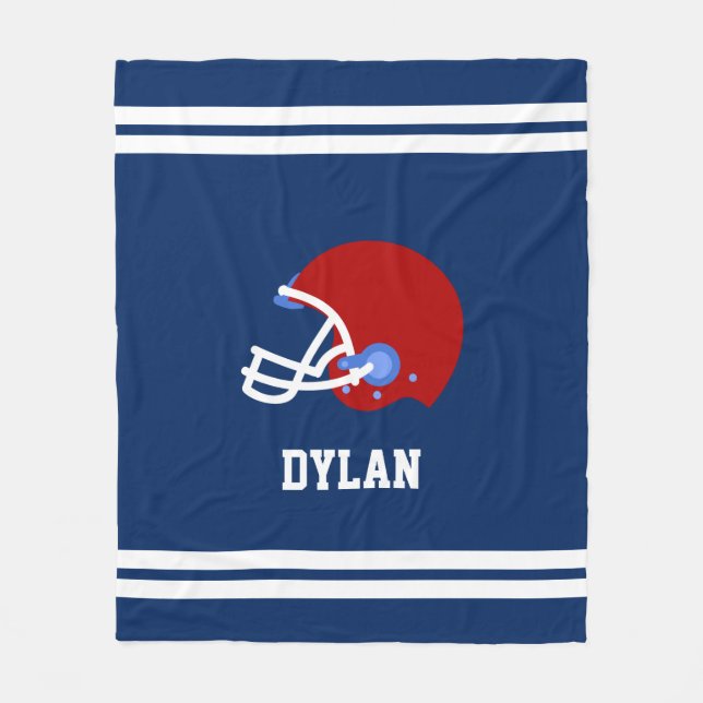 Football Helmet Kids Personalised Fleece Blanket (Front)