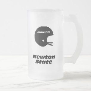 Football Helmet Newton State Frosted Glass Beer Mug