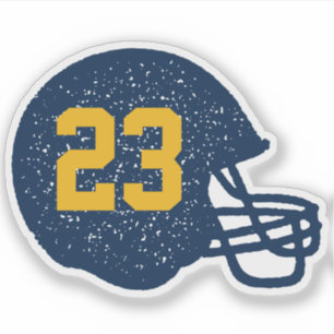 Football helmet personalised navy yellow gold