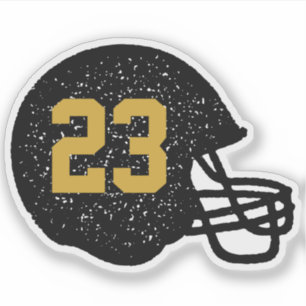 Football helmet personalised number black and gold