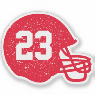 Football helmet personalised number bright red