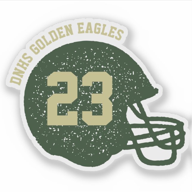 Football helmet personalised number green gold (Front)