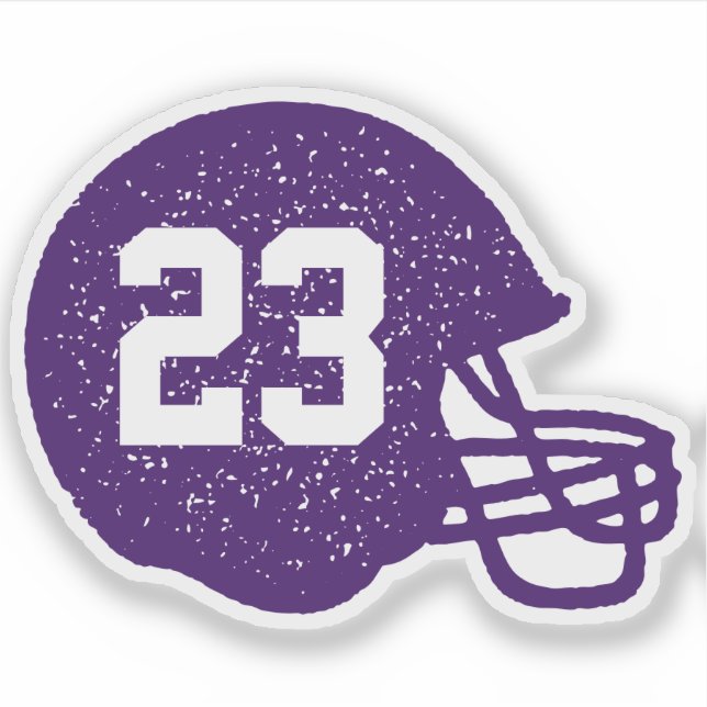 Football helmet personalised number purple white (Front)