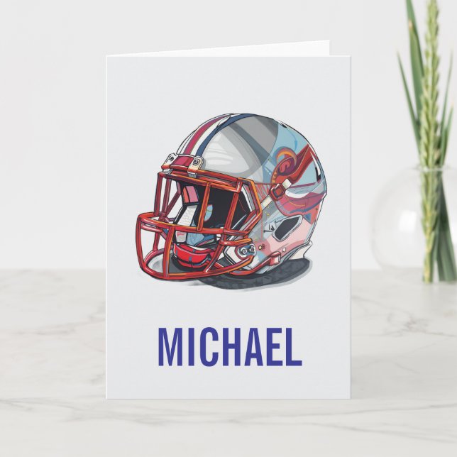 Football Helmet Pop Art Motivational Name Card (Front)