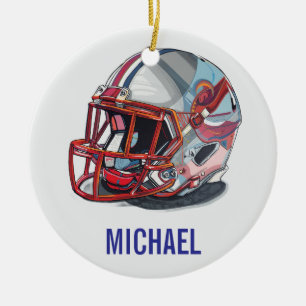 Football Helmet Pop Art Motivational Name Ceramic Tree Decoration