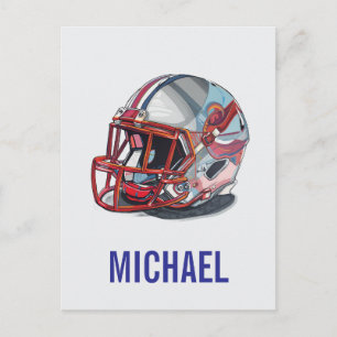 Football Helmet Pop Art Motivational Name Holiday Postcard