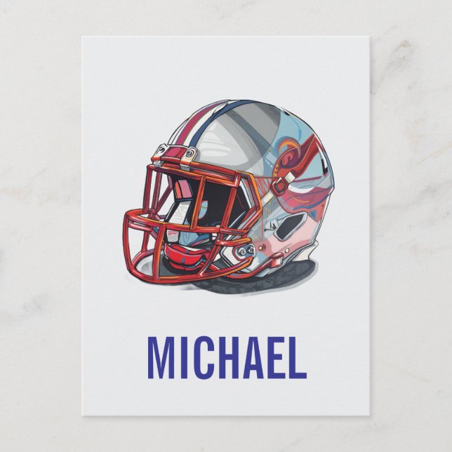 Football Helmet Pop Art Motivational Name Holiday Postcard (Front)