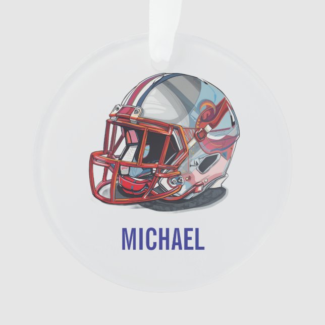 Football Helmet Pop Art Motivational Name Ornament (Front)