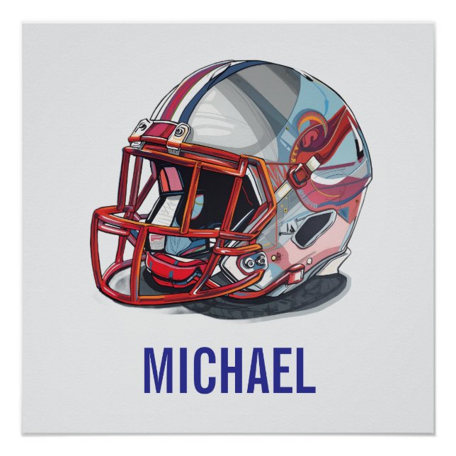 Football Helmet Pop Art Motivational Name Poster (Front)