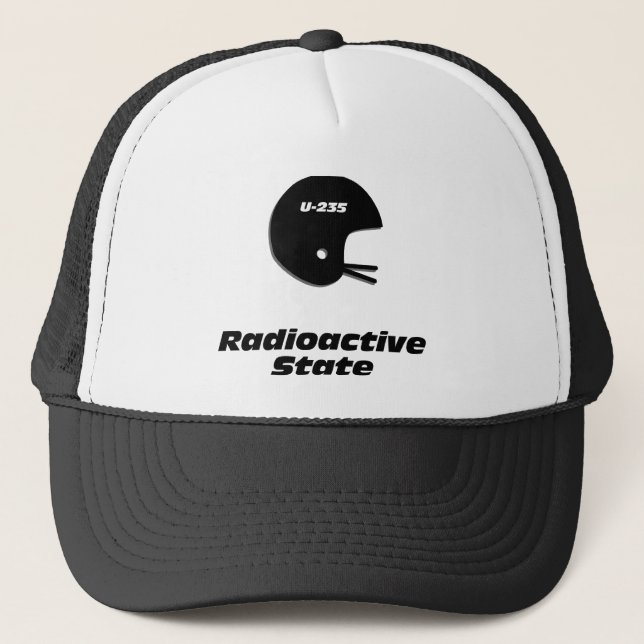 Football Helmet Radioactive State Trucker Hat (Front)
