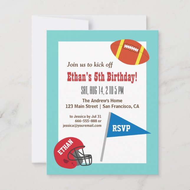 Football Helmet Sports Kids Birthday Party Invitation (Front)