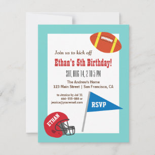 Football Helmet Sports Kids Birthday Party Invitation
