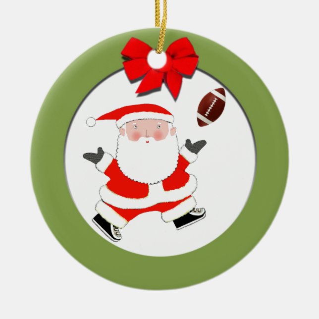 Football Holiday Gift Ceramic Tree Decoration (Front)