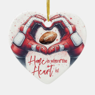 Football - Home is where the Heart is Hands Ceramic Tree Decoration