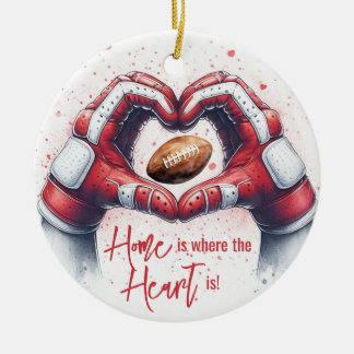 Football - Home is where the Heart is Hands Ceramic Tree Decoration