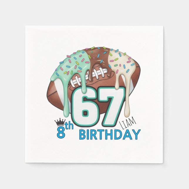 Football Ice Cream Drip Six Seven boy 8th Birthday Napkin (Front)