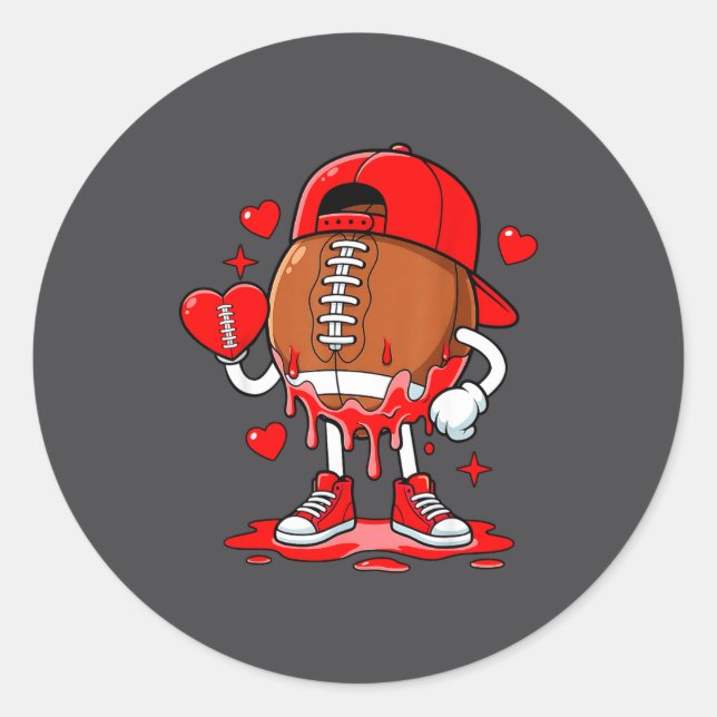 Football Ice Cream Valentine Dripng Game Day Men B Classic Round Sticker (Front)