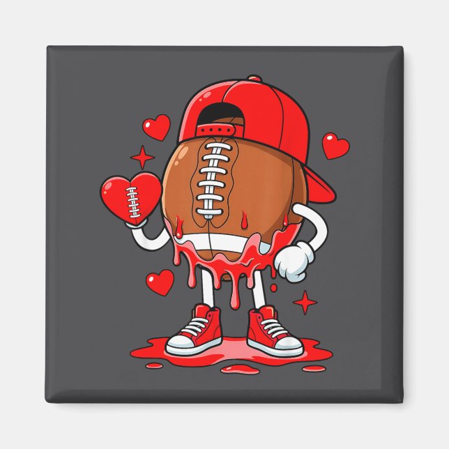 Football Ice Cream Valentine Dripng Game Day Men B Magnet (Front)