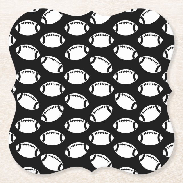 Football Icons Print Pattern Footballs Design Paper Coaster (Front)