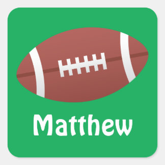 Football illustration green name stickers/tags square sticker