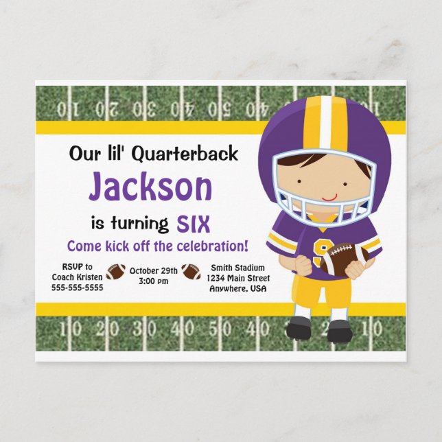Football Invitation - Purple &Yellow (Front)