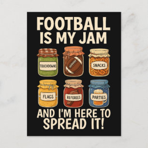  Football Is My Jam – Game Day Fun Design Holiday Postcard