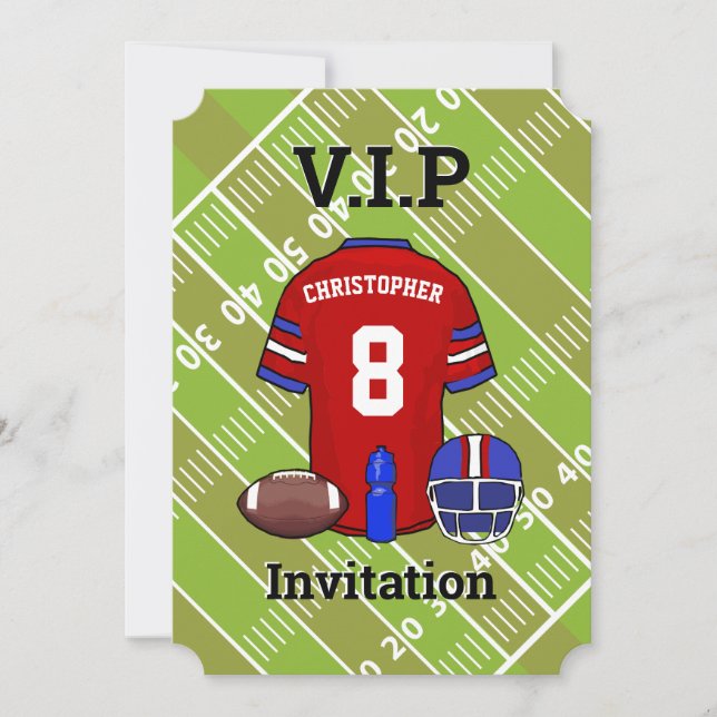 Football Jersey and pitch Birthday party Invitation (Front)