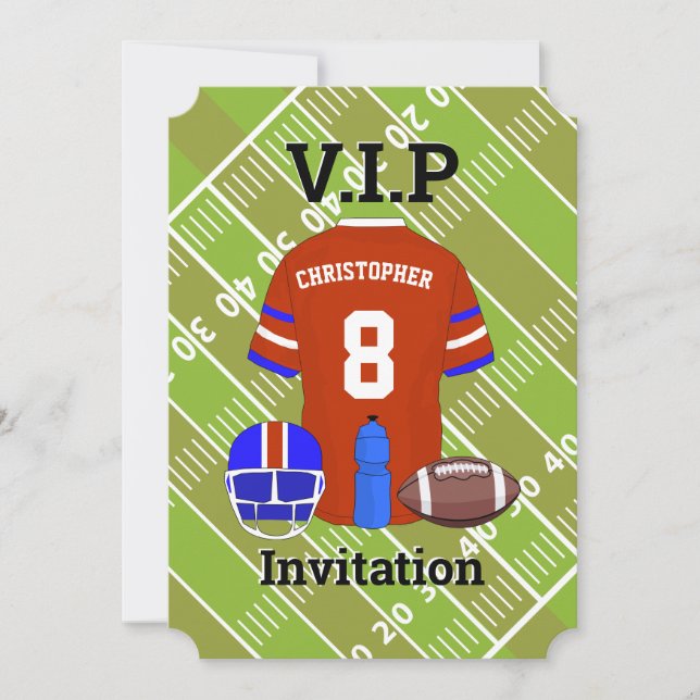 Football Jersey and pitch Birthday party red Invitation (Front)