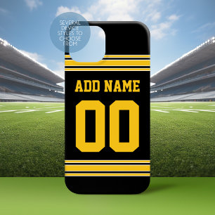 Football Jersey - Black Gold Sporty Stripes iPhone 15 Case