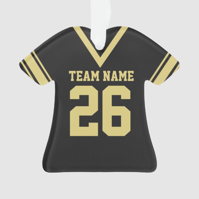Football Jersey Black Gold Uniform Ornament (Front)