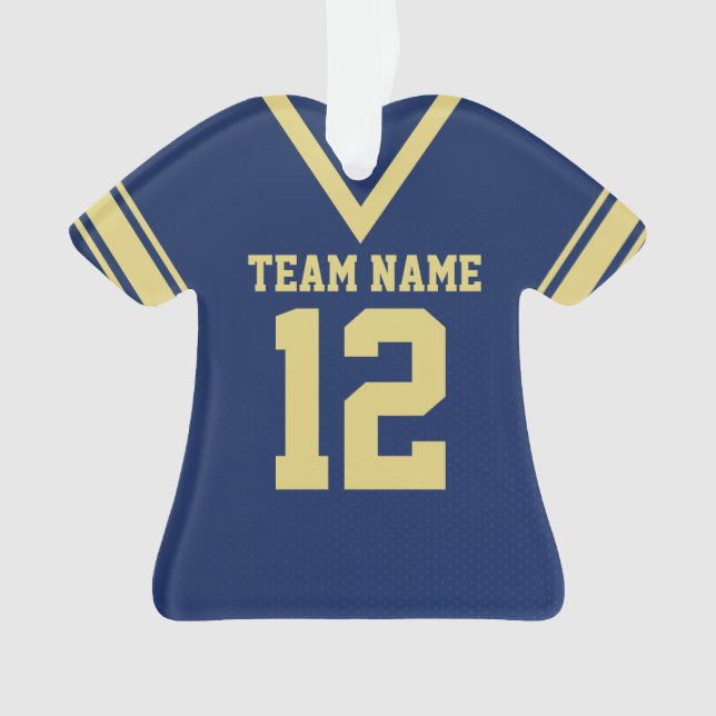 Football Jersey Blue Gold Uniform Ornament (Front)